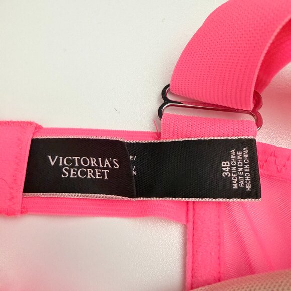 Victoria's Secret Garter Slip Women's Size 34B Neon Pink Lace Boned Corset Teddy - Picture 7 of 15